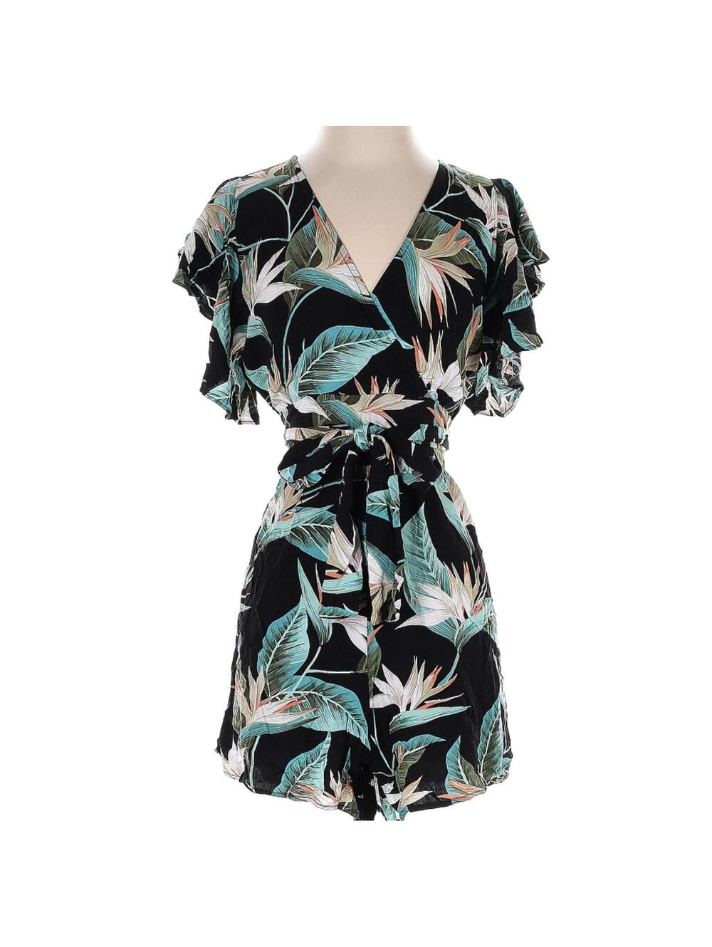 Shein Curve Size 0XL Plus Teal Black Romper